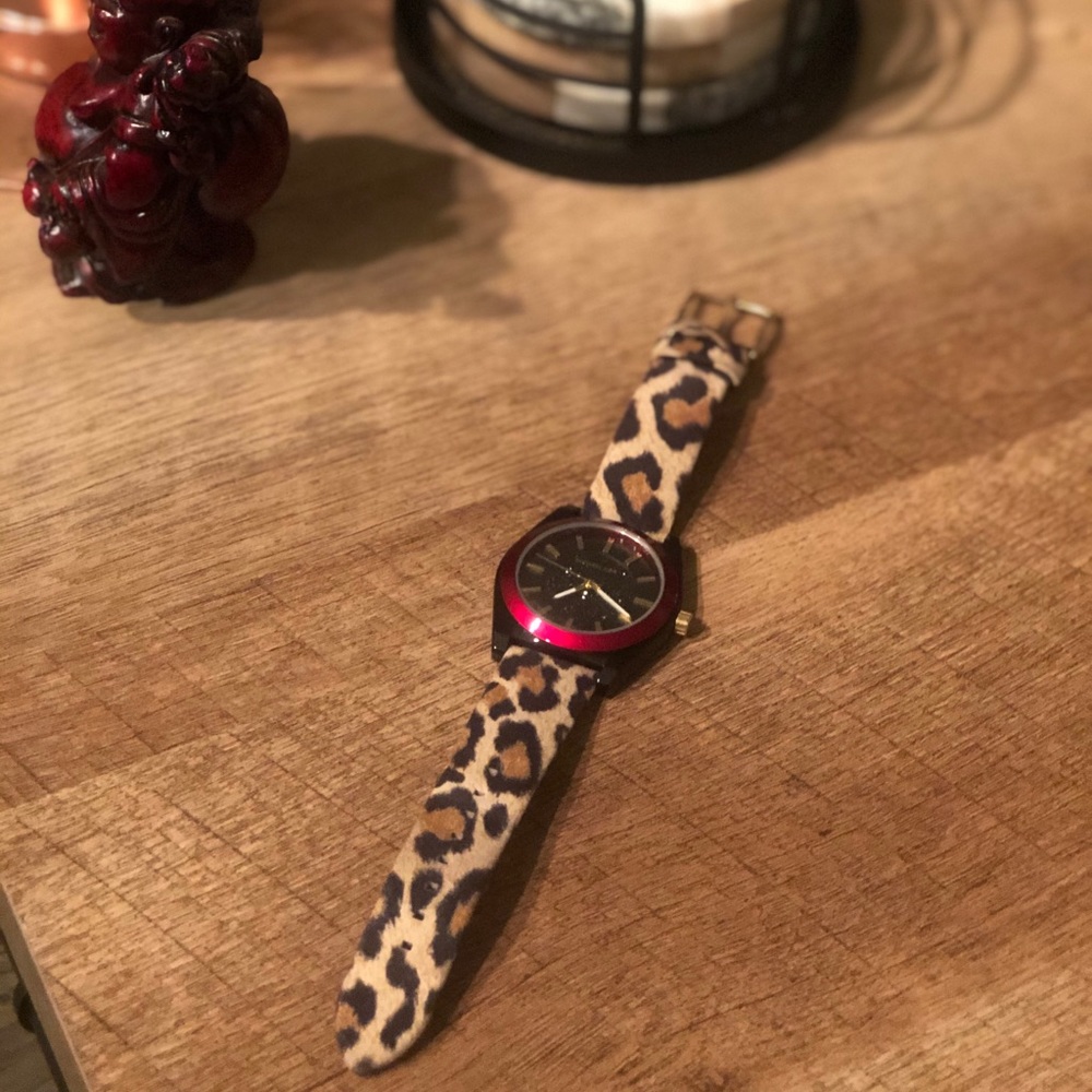 Michael Kors Channing Leopard-Print Leather Watch